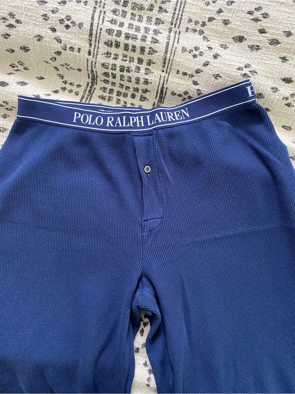 Ralph Lauren Navy Waffle-Knit Polo Loungewear Set